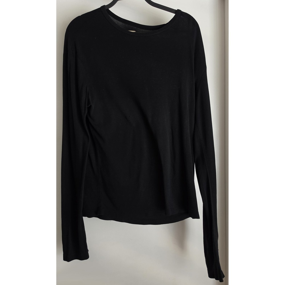 Daftbird Long Sleeve Top Women L Black 100% Cotton Solid Minimalist Shirt